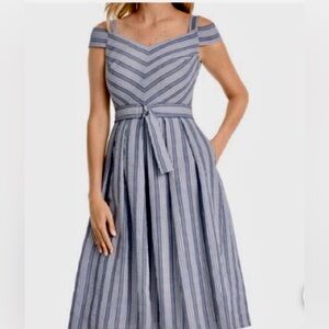 WHBM White & Blue Sleeveless Dress – Women’s Size S.